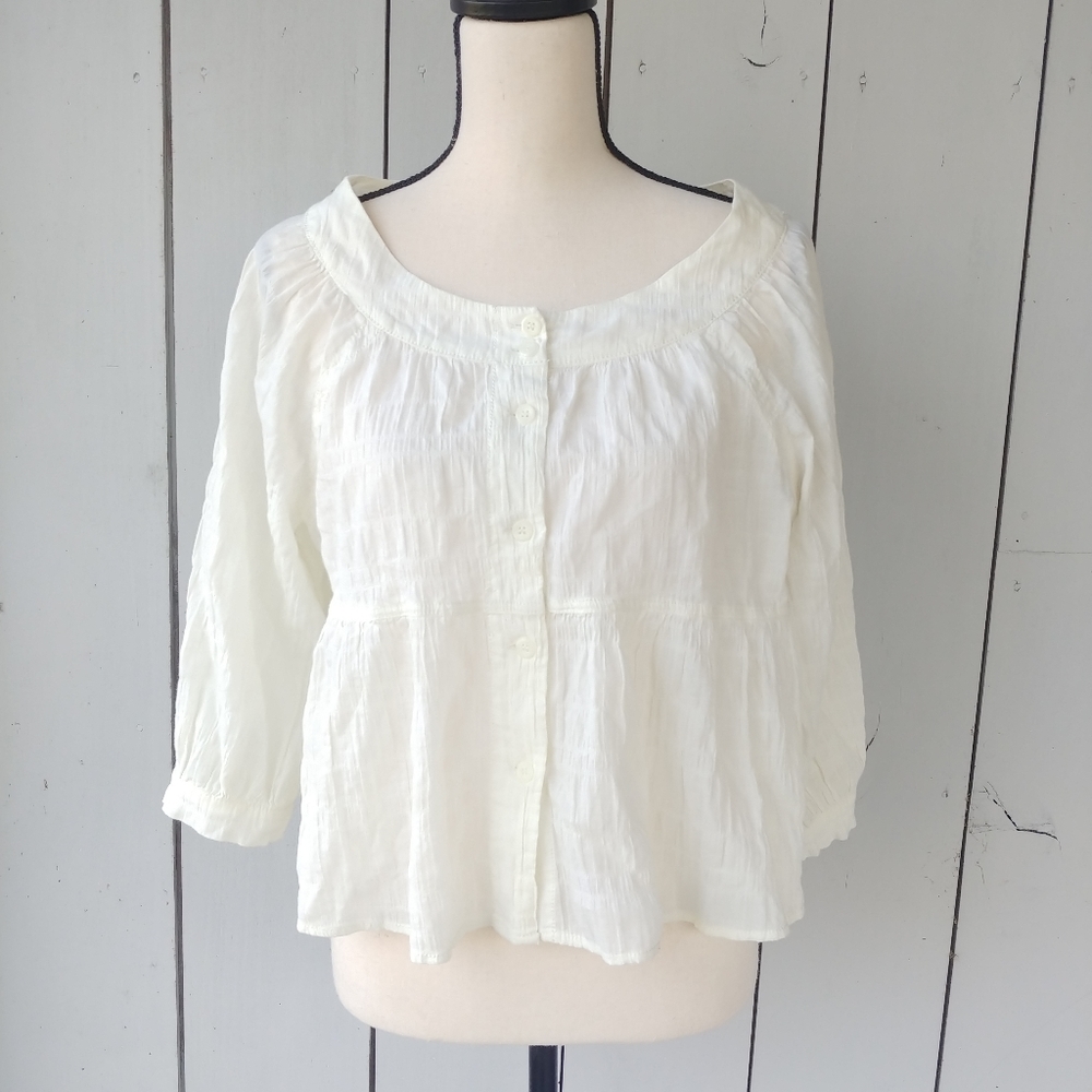 WE THE FREE / Sea To Shore Ivory Peasant Blouse Top